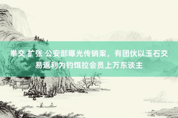 拳交 扩张 公安部曝光传销案，有团伙以玉石交易返利为钓饵拉会员上万东谈主