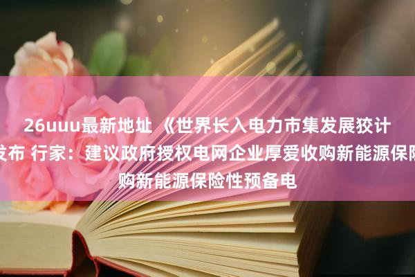 26uuu最新地址 《世界长入电力市集发展狡计蓝皮书》发布 行家：建议政府授权电网企业厚爱收购新能源保险性预备电