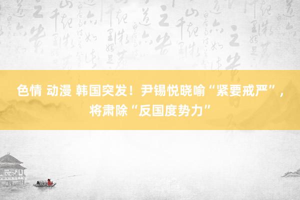 色情 动漫 韩国突发！尹锡悦晓喻“紧要戒严”，将肃除“反国度势力”