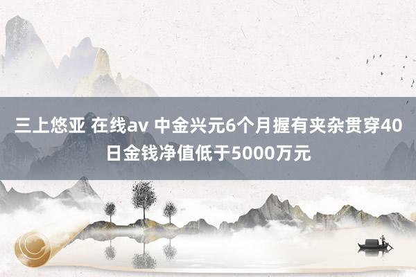 三上悠亚 在线av 中金兴元6个月握有夹杂贯穿40日金钱净值低于5000万元