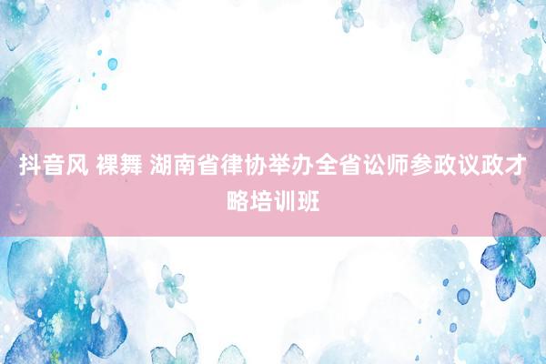 抖音风 裸舞 湖南省律协举办全省讼师参政议政才略培训班