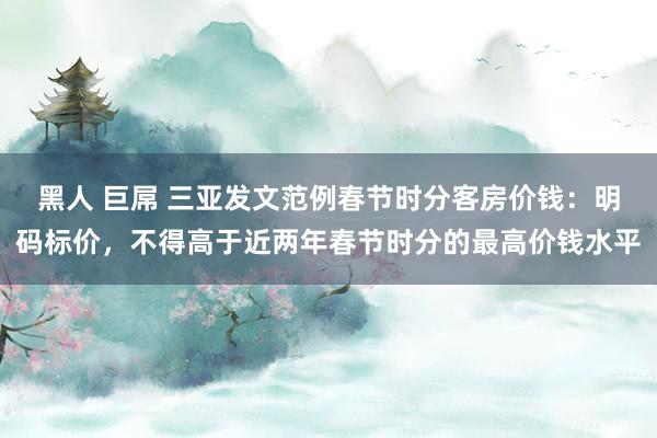 黑人 巨屌 三亚发文范例春节时分客房价钱：明码标价，不得高于近两年春节时分的最高价钱水平