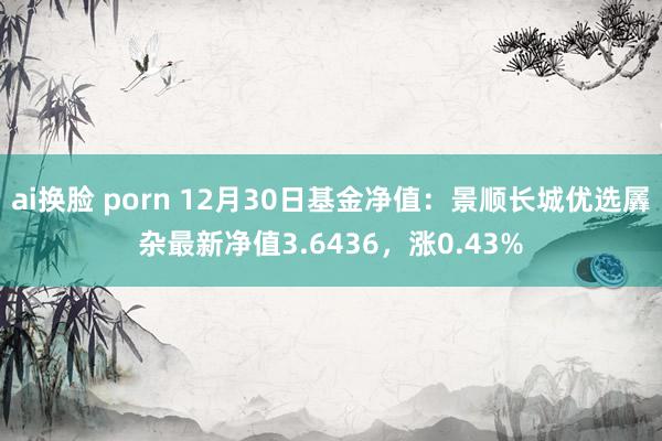 ai换脸 porn 12月30日基金净值：景顺长城优选羼杂最新净值3.6436，涨0.43%