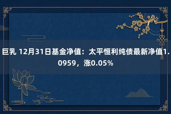 巨乳 12月31日基金净值：太平恒利纯债最新净值1.0959，涨0.05%