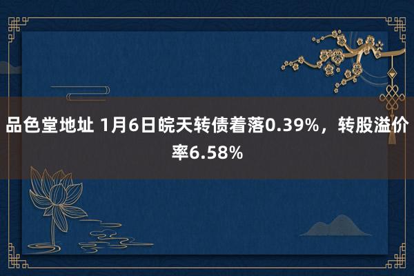 品色堂地址 1月6日皖天转债着落0.39%，转股溢价率6.58%