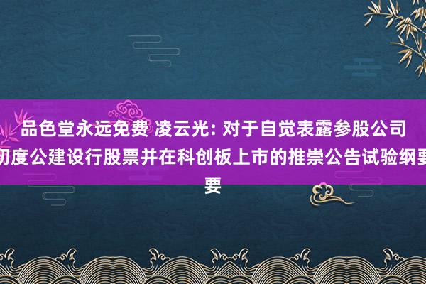 品色堂永远免费 凌云光: 对于自觉表露参股公司初度公建设行股票并在科创板上市的推崇公告试验纲要