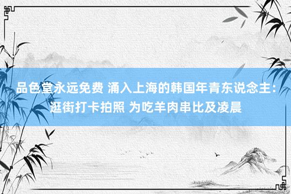 品色堂永远免费 涌入上海的韩国年青东说念主：逛街打卡拍照 为吃羊肉串比及凌晨