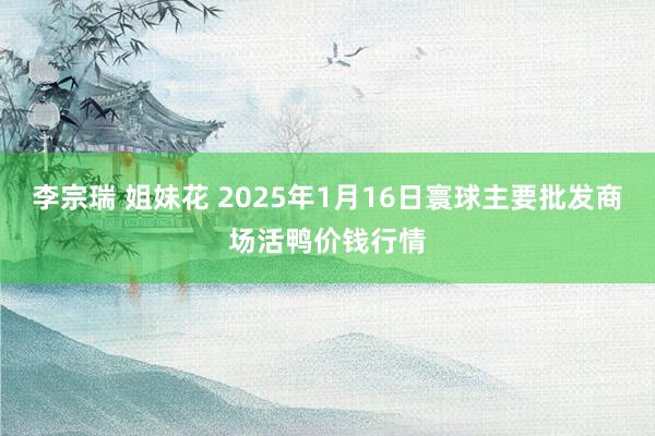 李宗瑞 姐妹花 2025年1月16日寰球主要批发商场活鸭价钱行情