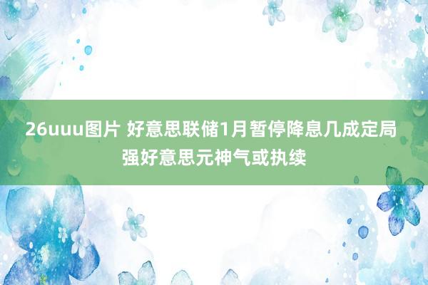 26uuu图片 好意思联储1月暂停降息几成定局 强好意思元神气或执续